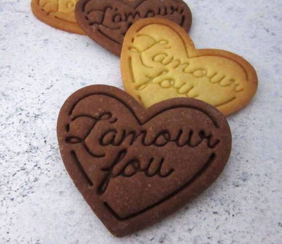 Biscuits sablés "l'amour fou", nature ou chocolat
