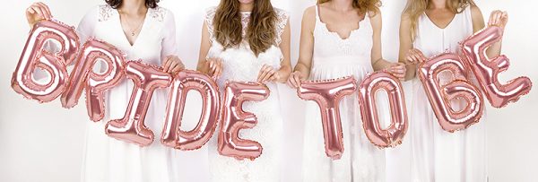 Accessoire EVJF Ballons en feuille "Bride to Be" : couleur or rose