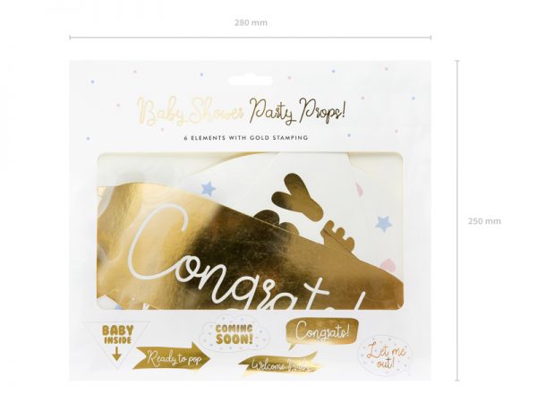 Deco Baby Shower Accessoires de fête pour baby shower en or : 6 unités