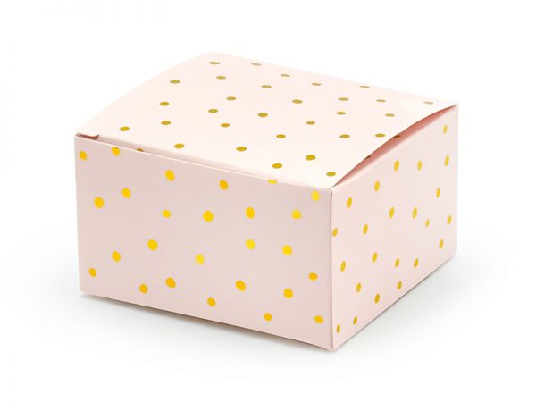 Boîtes & Sachets Boîte en carton carrée rose à pois dorés : 10 unités