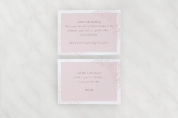 Carte d'information Mariage Invitation Mariage Claudia Passion
