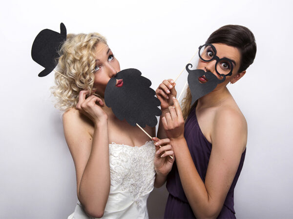 Accessoire Photobooth Mariage Accessoires pour photos de mariage en noir avec bâton : 4 accessoires pour gentlemen