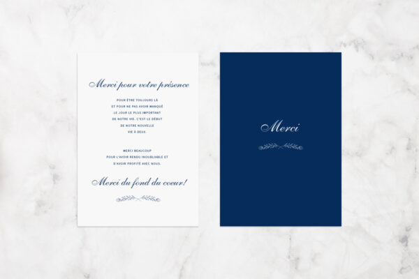 Carte de remerciement mariage Cartes de remerciement Couleur Unie Bleu Marine