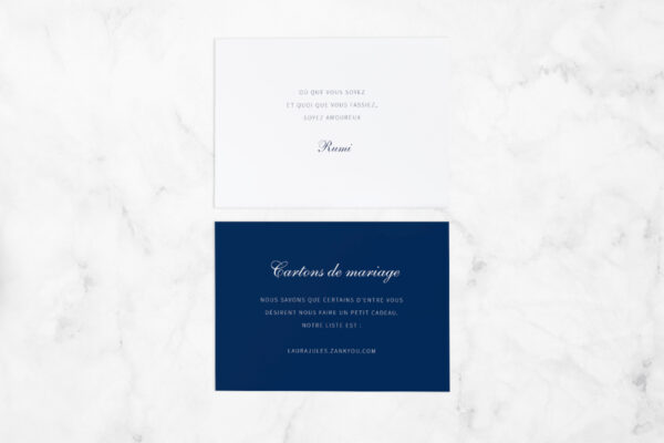 Carte d'information Mariage Cartes d'information sur le mariage Couleur Unique Bleu Marine