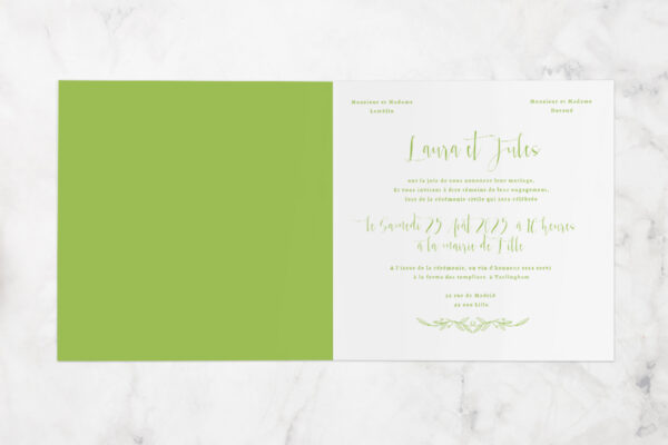 Faire-part de Mariage avec Fleurs Invitation de mariage Couleur Unie Bordeaux Vert