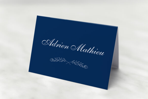 Marque Place de mariage Cartons de table Couleur Unique Bleu Marine