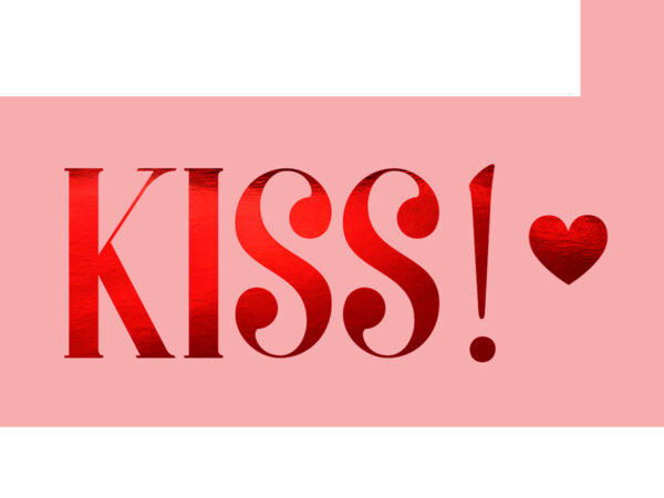 Accessoire EVJF Cadre à selfie rose avec lettres rouges métallisées : "Free Kiss !"
