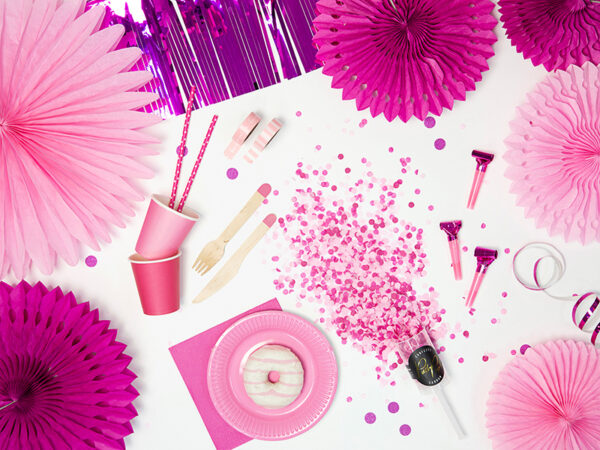 Accessoire EVJF Canon à confettis Push Pop : couleurs rose foncé et rose clair