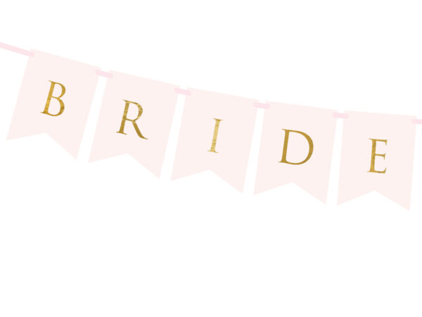 Décoration Mariage Fanions de mariage rose clair avec lettrage doré : "Bride, marié".
