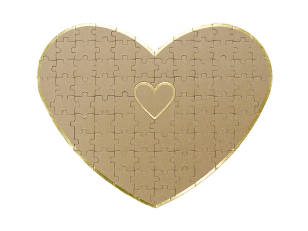 Livre d'or Mariage Livre d'or puzzle cœur : brun et or