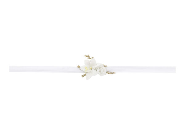 Accessoire EVJF Bracelet en tissu avec un bouquet de fleurs blanches pour les enterrements de vie de jeune fille