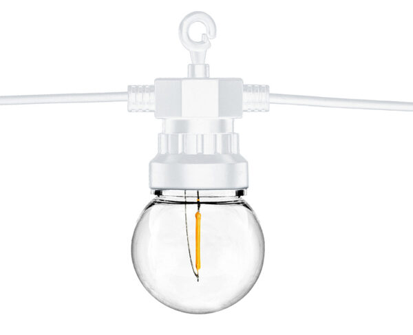 Décoration Mariage Guirlande lumineuse rétro à LED avec ampoules rondes jaunes et câble blanc : 5 m