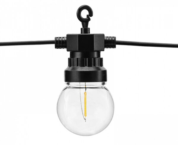 Décoration Mariage Guirlande lumineuse rétro à LED avec ampoules rondes jaunes et câble noir : 5 m