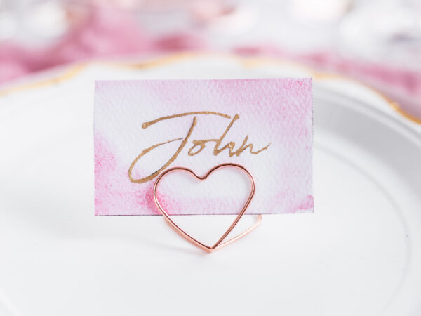 Décoration Mariage Porte-cartes en métal en forme de cœur Or rose Couleur : 10 pcs.