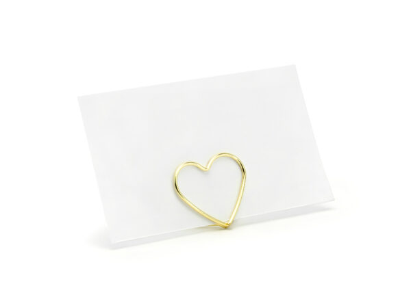 Décoration Mariage Porte-cartes en métal en forme de coeur Couleur or : 10 pcs.