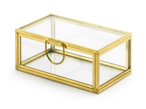 Décoration Mariage Boîte porte-bagues en cristal et verre plaqué or