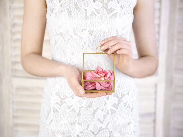 Décoration Mariage Boîte porte-bagues en cristal et verre plaqué or