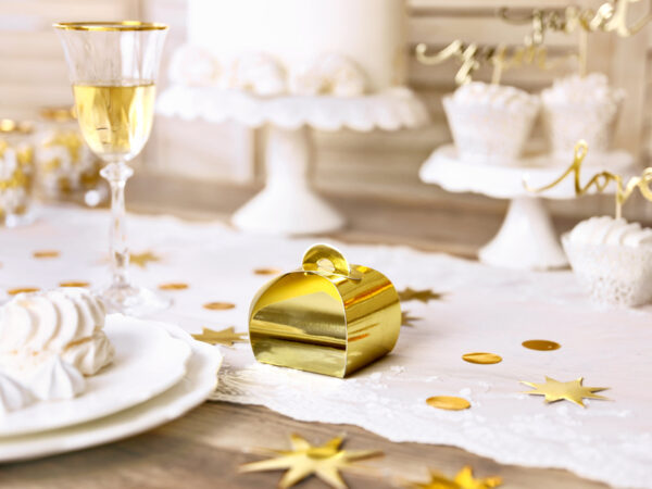Cadeau Invité Mariage Boîte en carton dorée à effet miroir : 10 unités