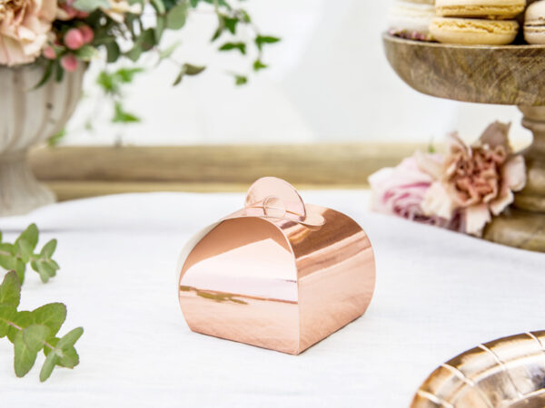 Cadeau Invité Mariage Boîte en carton effet miroir or rose : 10 pièces.