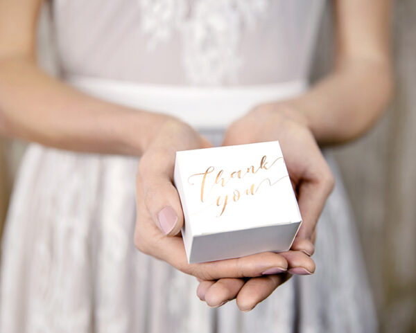 Boîtes & Sachets Boîte de remerciement en carton carré blanc "Thank You" : 10 pcs.