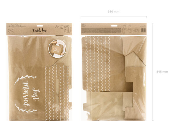 Décoration Mariage Boîte de maison pour enveloppes et messages en papier kraft "Just Married" blanc