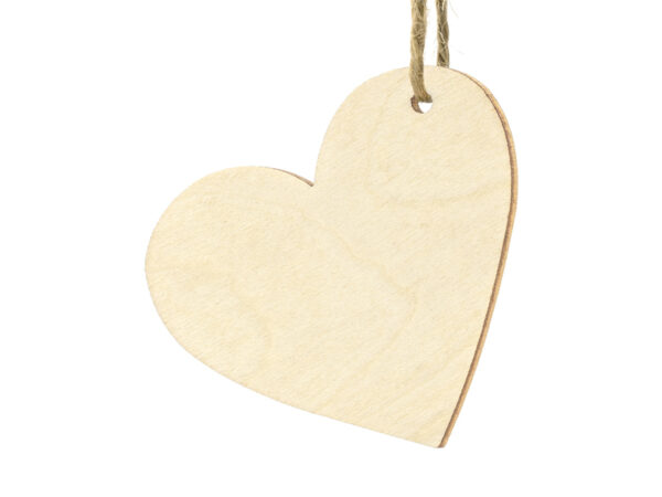 Décoration Mariage Coeur en bois avec carte à fil : 10 pcs.