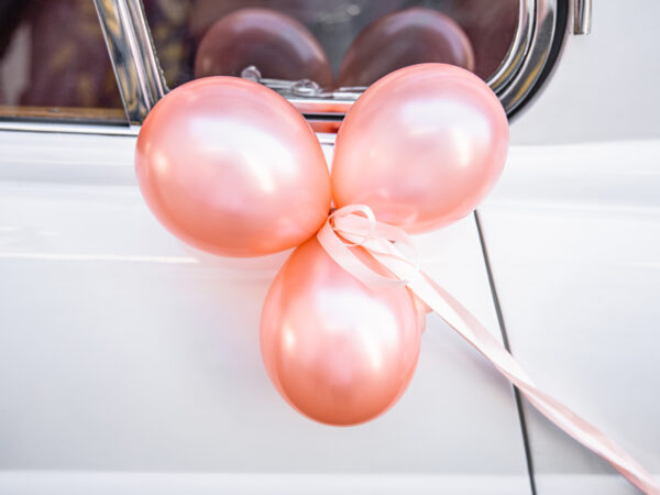 Décoration Mariage Kit voiture mariée et marié or rose : ballons de mariage en feuille "Love", ballons et guirlande de mariage