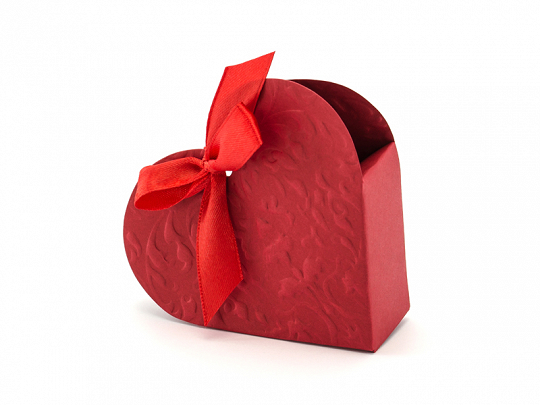 Cadeau Invité Mariage Boîte en carton rouge en forme de cœur : 10 pcs.