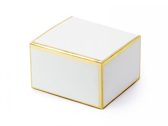 Boîtes & Sachets Boîte en carton carrée de couleur blanche et aux bords dorés : 10 unités