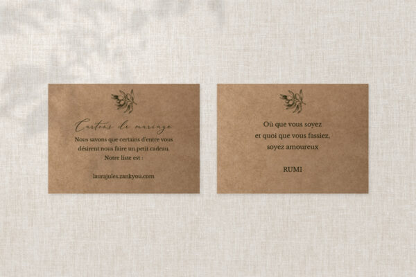 Carte d'information Mariage Invitation Mariage Angelina Passion